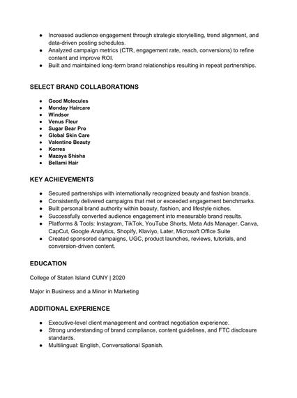 Resume page two